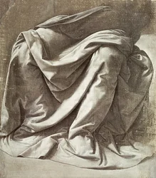 Draperistudie til en siddende figur, ca. 1475-80 (lærred) swed